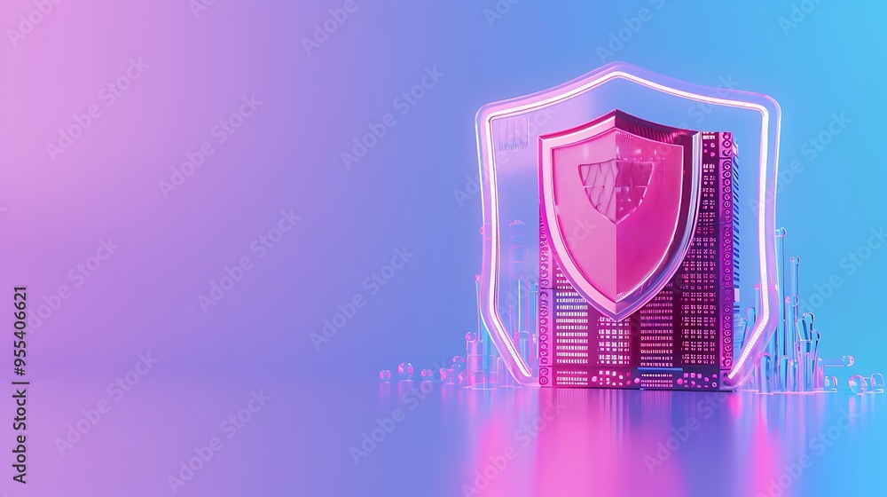 Aufkleber digital shield protecting a server against cyber threats. abstract representation of cybersecurity i