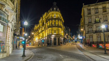 Naklejka premium The crossroads near the Sao Bento Railway Station timelapse hyperlapse.