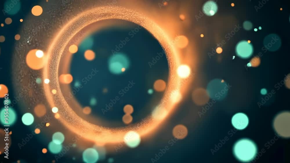 Poster captivating cosmic swirl of vibrant colors and glowing particles in a mesmerizing animation created 