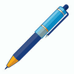 Ballpoint Pen Vector Illustration on White Background