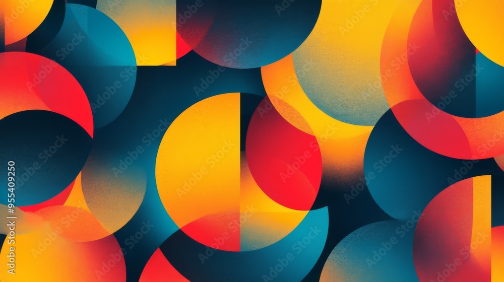 Aufkleber A vibrant graphic pattern with overlapping shapes and gradients, creating a visually rich and engaging design element for use in various media.