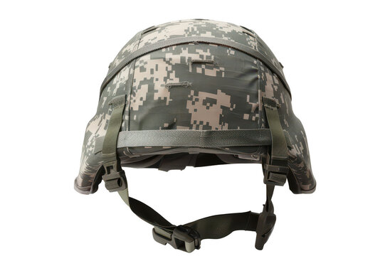 Khaki army protective helmet on a transparent background
