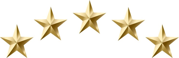 Five gold stars on a curved or circular line. High resolution.