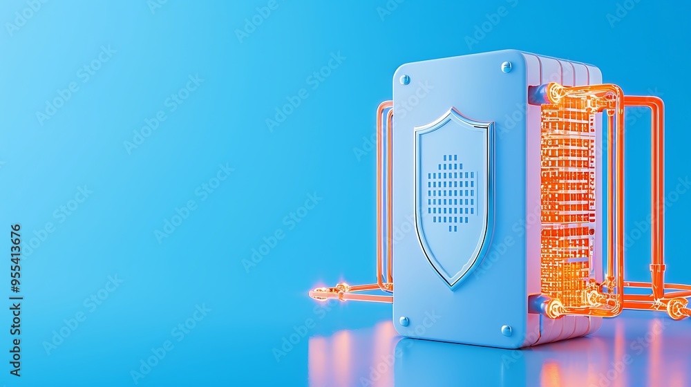 Aufkleber futuristic data security concept with a digital shield and circuitry against a blue background repre