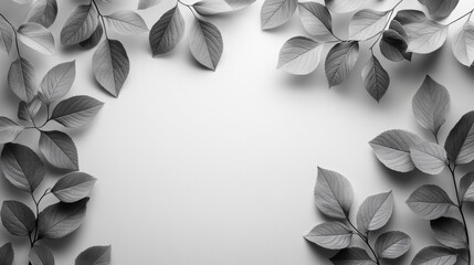 Monochrome Leaf Pattern Background Generative AI