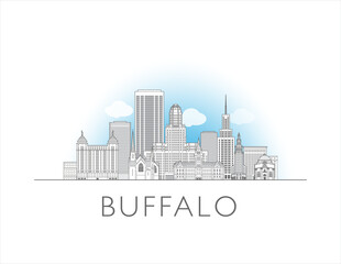 Obraz premium Buffalo skyline cityscape line art style vector illustration