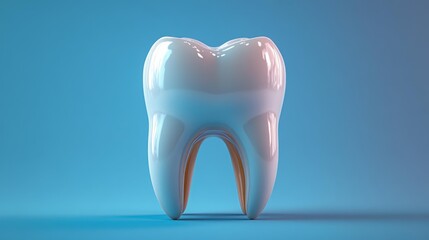 Realistic Tooth Model on Blue Background Generative AI