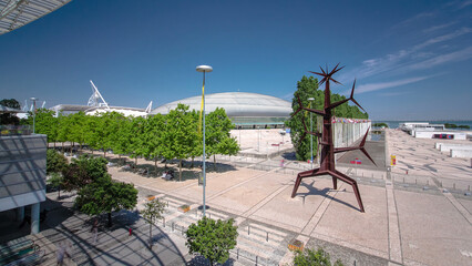 Modern Sculpture and Shopping Centre in Parque das Nacoes, Park of Nations, Lisbon, Portugal...