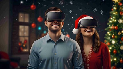Virtual Reality Christmas Celebration with a Modern Twist. Generated AI