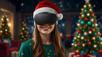Virtual Reality Christmas Celebration with a Modern Twist. Generated AI