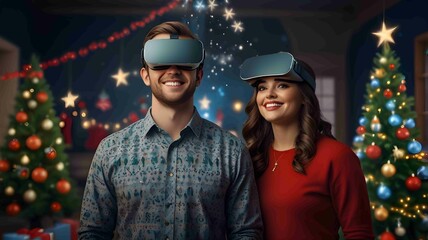 Virtual Reality Christmas Celebration with a Modern Twist. Generated AI
