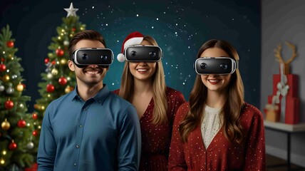 Virtual Reality Christmas Celebration with a Modern Twist. Generated AI
