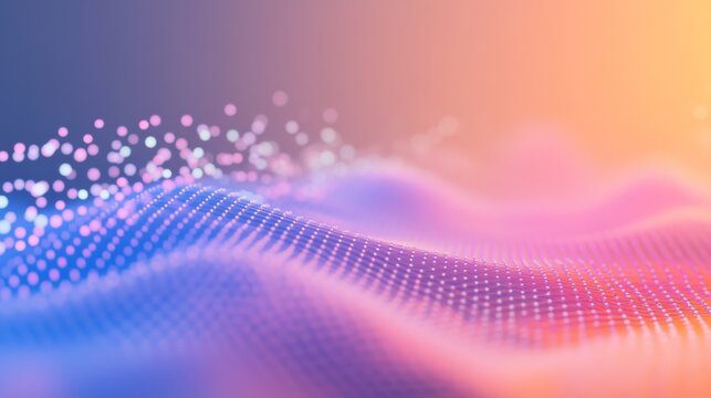 An animated 3D scatter plot with data points in various colors and sizes, displayed with a soft gradient background to emphasize the data distribution.