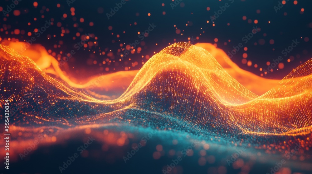 Wall mural an animated graphic of electrical waves moving across a screen, with smooth transitions and varying 