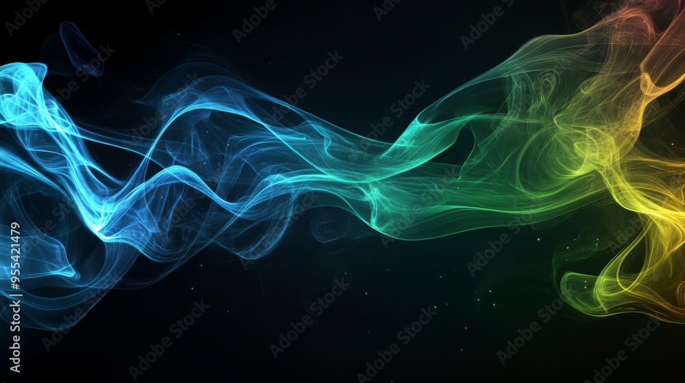 Aufkleber an artistic composition of colorful smoke trails dancing in the air, with a gradient of colors from 