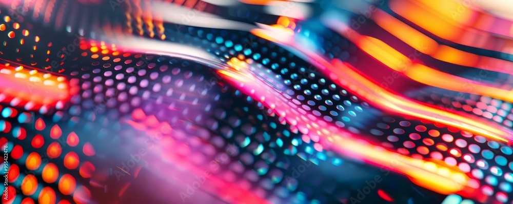 Poster brightly colored light patterns with dynamic gradients, 4k hyperrealistic photo