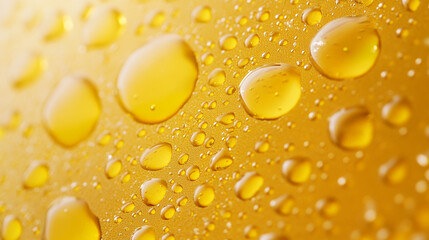 Yellow Drops of Oil or Serum and Beer Bubbles Texture