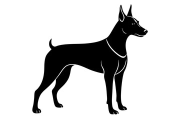 Doberman Pinscher Vector Illustration - Elegant Guard Dog Clipart