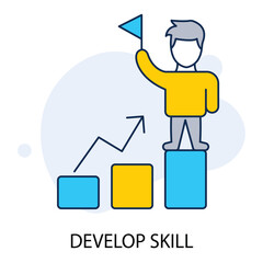 Develop Skill icon with editable stroke. Skill development, skill training, skill improvement, skill enhancement, professional development, skill growth.