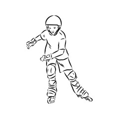 skate in line roller skater young sports recreation vector illustration