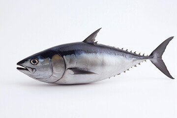 Fresh mackerel isolated on white background, Close up shot tuna with fin.	
