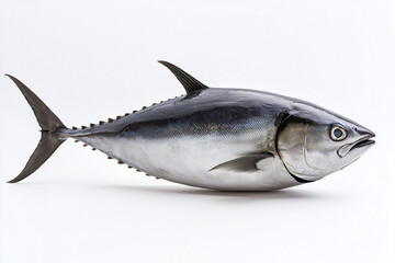 Fototapeta premium Fresh mackerel isolated on white background, Close up shot tuna with fin. 