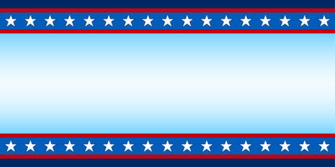 Stars and stripes banner with a blank gradient background - Vector Illustration