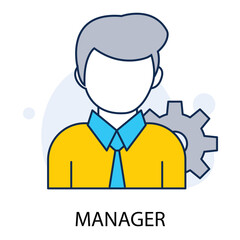 Manager icon with editable stroke. Leadership, management, team leader, business management, project manager, executive manager, management skills, management role, team management, company manager.