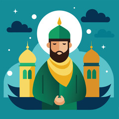Islamic new year color illustration design