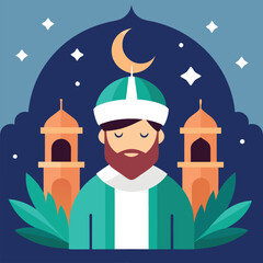 Islamic new year color illustration design