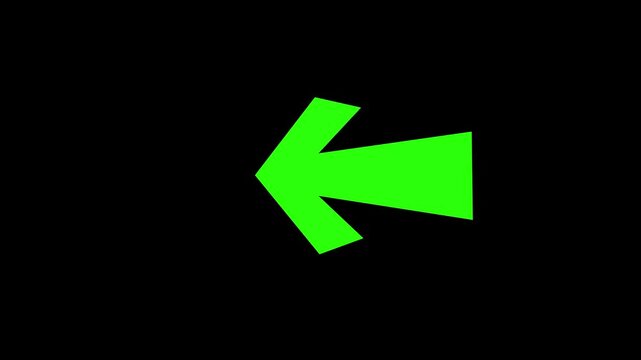 Bright green vector light arrows pointing to the right. 3D rendering of glowing neon arrows on a black background. Direction indicators.