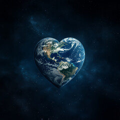 Planet Earth in shape of heart. Earth Day or sustainable concept