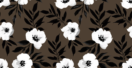 Abstract flower pattern design. Seamless flowers pattern design.