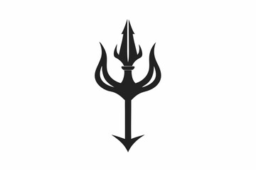 Poseidon tridents icon, Crossed harpoons silhouette vector

