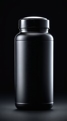 Black Bottle With Lid on Black Background