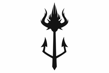 Poseidon tridents icon, Crossed harpoons silhouette vector

