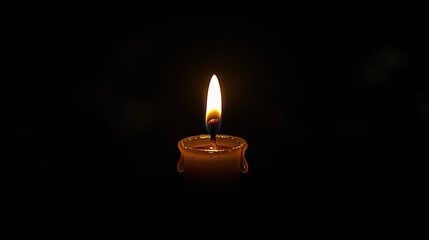 A single candle, glowing brightly against the darkness of night, symbolizes hope and light in times of melancholy.  