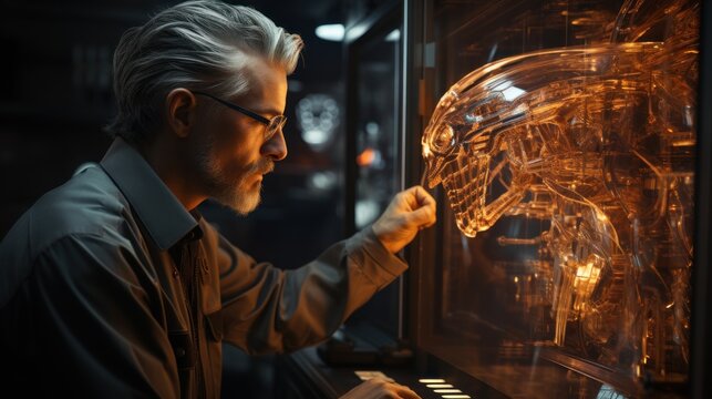 Man Examining Alien Creature