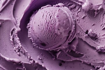 Obraz premium A luscious scoop of blueberry lavender ice cream, surrounded by soft, creamy layers, offering a soothing and aromatic flavor combination.