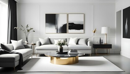 Obraz premium Photo interior modern design room 3d illustration