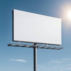Clean and simple billboard design elevated on a steel framework, highlighted by the bright sunlight, perfect for outdoor ads