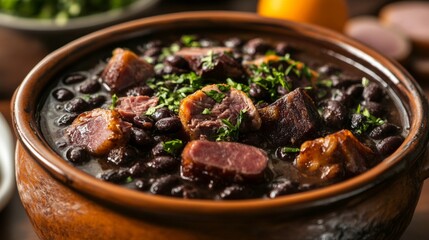 The national cuisine of Brazil: Feijoada de charque. 