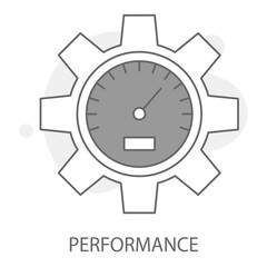 Performance icon with editable stroke. Performance management, performance monitoring, performance analysis, performance evaluation.