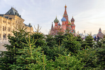 Fototapeta premium Christmas and New Year's decoration in the center of Moscow on Red Square. Holiday decorations in the city