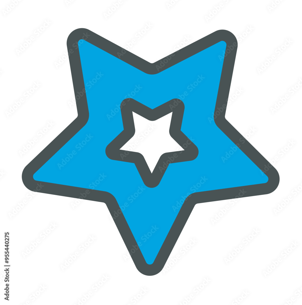 Poster a flat vector illustration of a blue star with an inner star overlay great for use in icons logos an