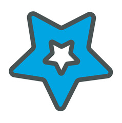 A flat vector illustration of a blue star with an inner star overlay great for use in icons logos and design elements