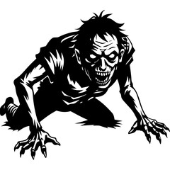 Fototapeta premium Creepy Zombie Crawl Vector Art Illustration