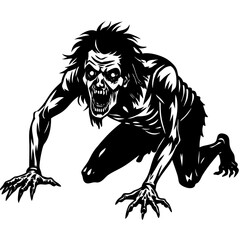 Creepy Zombie Crawl Vector Art Illustration