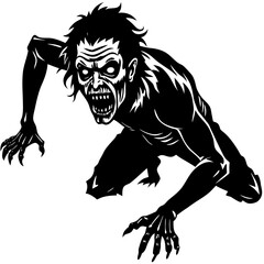 Creepy Zombie Crawl Vector Art Illustration
