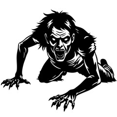 Fototapeta premium Creepy Zombie Crawl Vector Art Illustration